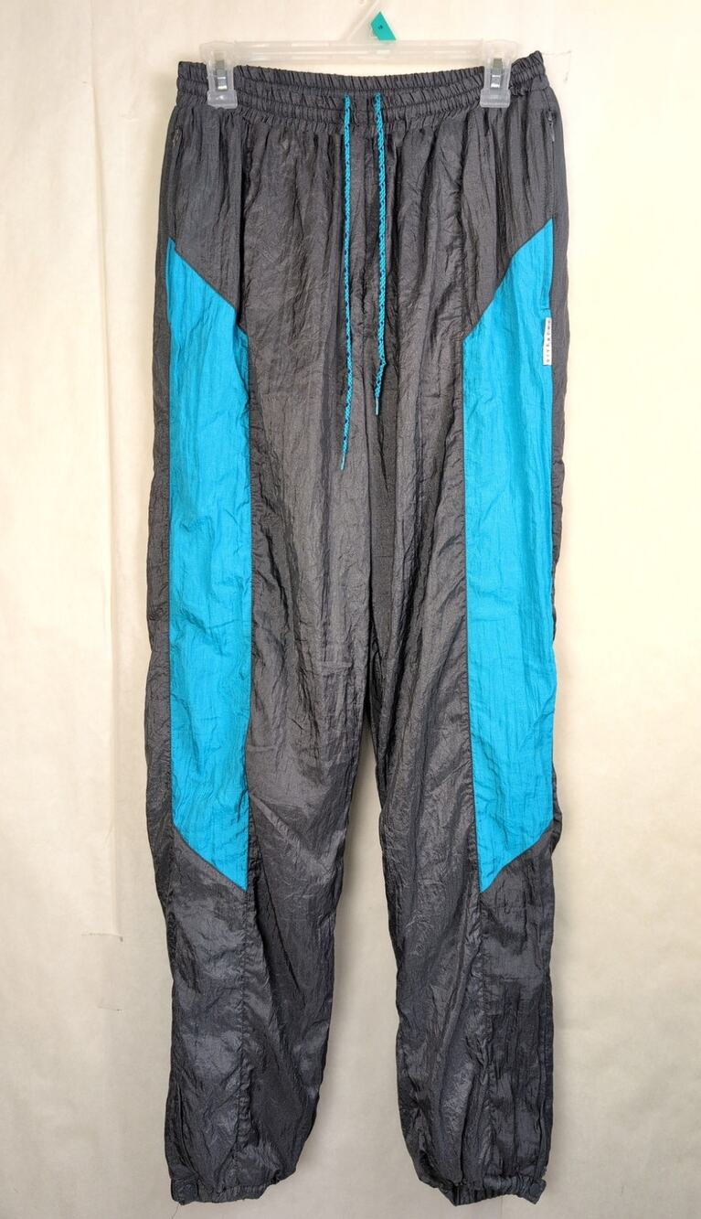 Vintage Givenchy Activewear nylon track parachute pants Size L Grey Blue 90s